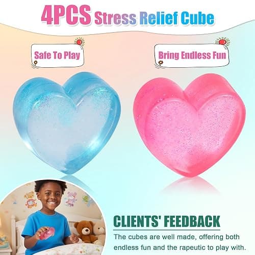 saquuiui 2-Pack Stress Cube Set: Quiet Squishy Toys for Anxiety Relief & Improve Focus, Durable, Sensory Squeeze Blocks for Adult Kid in Classroom Office Home Car (2” Wide, Blue & Pink) thumbnail 7