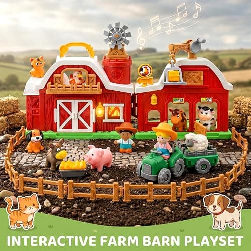 30-Piece Upgraded Farm Animal Big Barn Playset Gifts for Toddlers Christmas | Montessori Learning Toys for 18 Months Olds Girls Boys|Pretend Animal with Tractor Birthday Gifts for 2 Years thumbnail 2