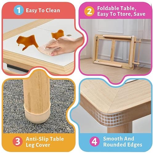 Easyego Sensory Table for Toddlers Kids Play Wooden Sand Water Table with Double-Sided Board & Foldable Storage Bins for Indoor and Outdoor Use, Birthday Gifts for Boys and Girls thumbnail 7