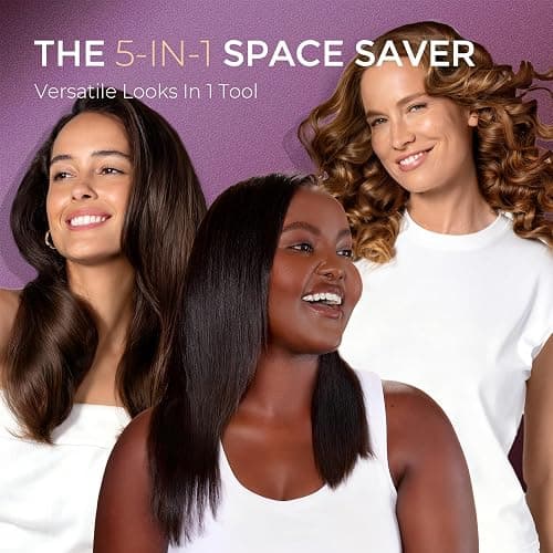 TYMO Flat Iron Hair Straightener Brush 2 in 1, 200M Ions Hair Straighteners for Women, Ceramic Dual Voltage Straightening Hot Comb for Anti-Frizz Straights, Waves, Curls, 3X Less Heat Damage, Black thumbnail 2