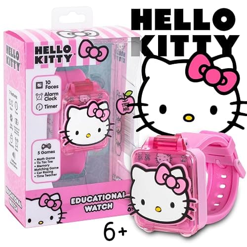 Hello Kitty Kids Educational Watch with Interactive Learning Games, 10 Digital Faces, Alarm, Stopwatch, Timer & Time Teacher, Fun Touchscreen Smart Watch for Girls Ages 6+ Fits Wrists 5.5"-8" thumbnail 2