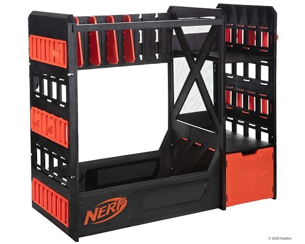 Nerf Elite Blaster Rack - Storage for up to Six Blasters, Including Shelving and Drawers Accessories, Orange and Black - Amazon Exclusive thumbnail 5