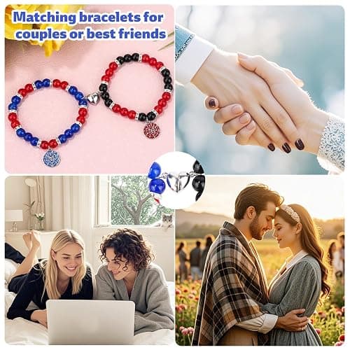 Mikovivi Spider Matching Bracelets for Couples & Best Friends, Elastic Magnetic Friendship Bracelets Valentines Birthday Jewelry Gifts for Women Teens Girls Soulmate Sister thumbnail 7