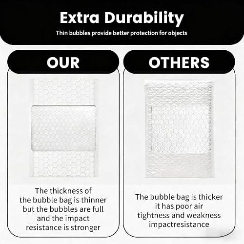 Alilmein 4×8" Inch Bubble Mailers 100 Pack Small Bubble Mailers Waterproof Padded Envelopes Self Seal Adhesive Shipping Bags for Mailing Cards Jewelry Makeup and Small Business Packaging thumbnail 5