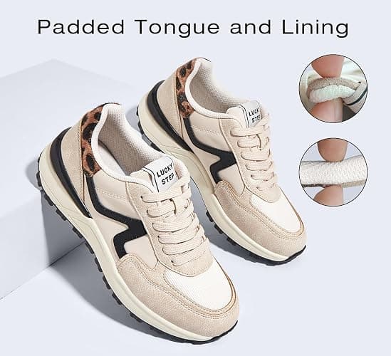 LUCKY STEP Women's Retro Fashion Casual Sneakers Platform Classic Trendy Trainning Anti-Slip Tennis Travel Walking Shoes thumbnail 3