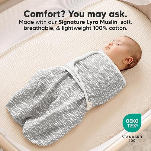 KeaBabies Muslin Baby Swaddles for Newborns, 3pk,100% Cotton (Nordic, L) | Organic Cotton Swaddles Sleep Sack 3-6 Months, Infant, Baby Girls, Boys, Soft Breathable Summer Swaddler, Easy Quiet Closure thumbnail 5
