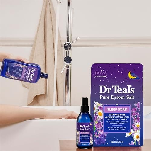 Dr Teal's Pure Epsom Magnesium Salt Soak, Sleep Blend with Melatonin, Lavender & Essential Oils, 3 lb (Pack of 4) thumbnail 6