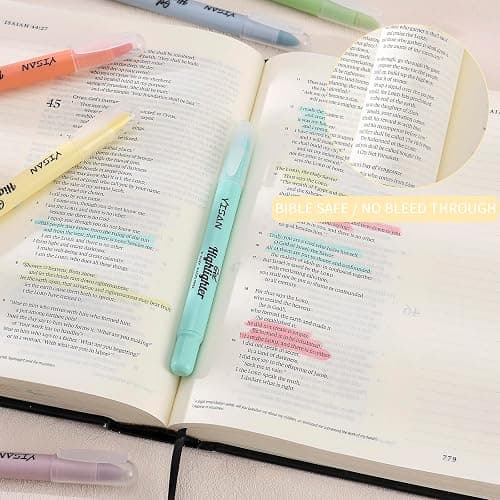YISAN Bible Highlighters, Bible Marker Pens, Pastel Bible Highlighters, Marker Pens Set, 8 Colours, 70641 thumbnail 5