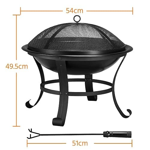 Yaheetech Outdoor Fire Pit for Garden, Round Firepit Patio Heater for Camping Bonfire, Portable Fire Pit Steel Metal Bowl Wood Burning Firepits for Garden/Backyard thumbnail 3