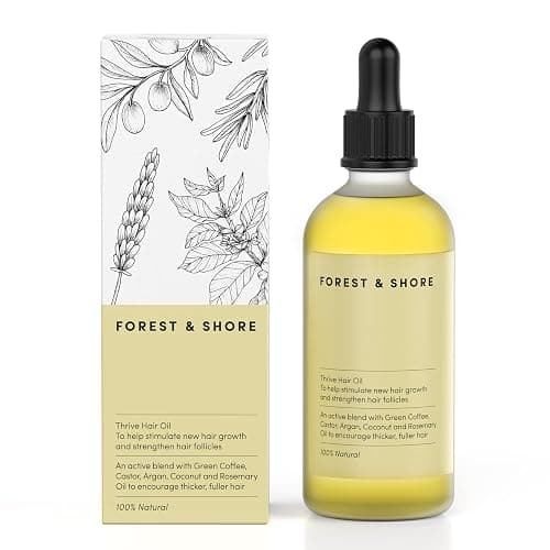 Forest & Shore Hair Growth Oil, 100% Natural, with Caffeine, Biotin, Castor , Argan & Rosemary, Effective Serum for Damaged Hair - Image 1