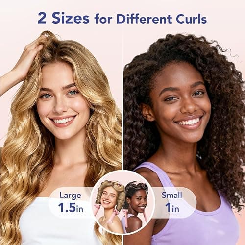 LitBear Heatless Curls Overnight, 2 Sizes of Soft Hair Rollers for Women with Bonnet to Sleep In, No Heat Hair Curlers Set with Scrunchies and Clips, for Long and Medium Hair (Pink) thumbnail 2