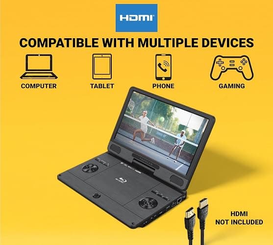 Proscan 11.4" Portable Blu-ray Player with HDMI Port, SD/MMC Card Slot, USB Port, Ethernet port, Remote, plays CD,DVD, Blu-ray Media, For Car use or Traveling - PDVD1187 (Renewed) thumbnail 2