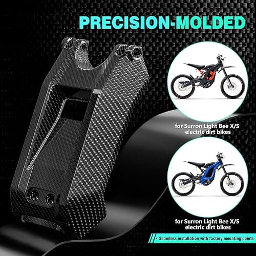 Funparts Surron Battery Cover Carbon Fiber Motorcycle EBike Battery Lid Guards Wrap for Surron Sur Ron Light Bee X/S Electric Dirt Bike Black thumbnail 2