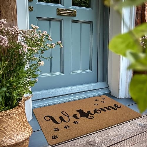 Cute Black Cat Paws Welcome Door Mat  thumbnail 2