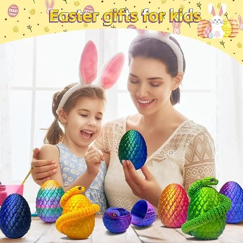 5PCS 3D Printed Snake Eggs 3D Printed Snake 3D Printed Snake Toys Set Easter Eggs Articulated Snake Easter Basket Stuffers Mystery Snake Egg Fidget Toy 3D Printed Animals (Multicolor4-5pcs) thumbnail 2