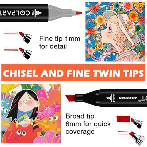 colpart 120 Colors Alcohol Markers Dual Tip Art Markers for Kids Marker Pens with Pen Holder and Case for Adult Painting Supplies Perfect for Painting, Coloring Book, Sketching and Drawing - 120 Color1 thumbnail 2