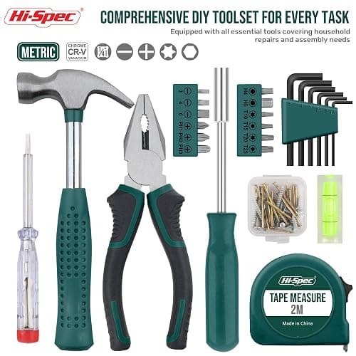 Hi-Spec Small Tool Kit Compact Set for Home and Office DIY, 25-Piece Green Mini Tool Box for Basic Household Repairs, Starter Toolkit in a Portable Toolbox Case. thumbnail 3