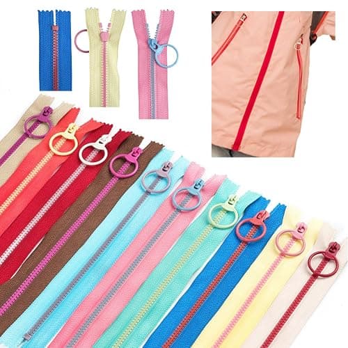 20 Stück Reißverschluss 20cm,3.2cm Breit Harz Reissverschluss | 10 Farben Reißverschlüsse mit Metall Ring für Nähen, Kleidung, Tasche, Handwerk - Image 1