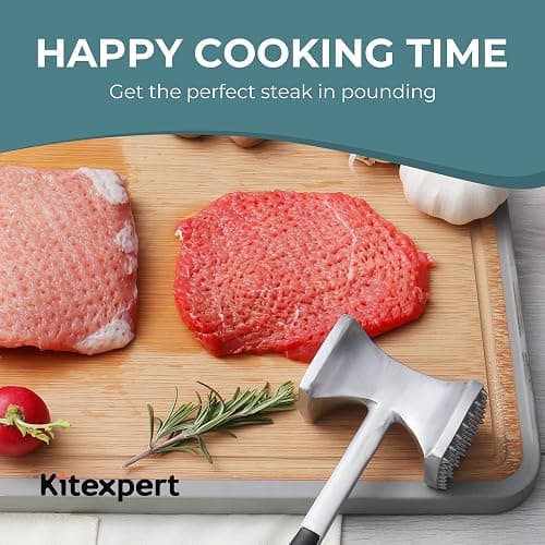 KITEXPERT Meat Tenderizer Hammer with Comfortable-Grip Handle, Dual-side Mallet for Kitchen, Heavy Duty Pounder For Tenderizing Steak, Beef and Fish thumbnail 7