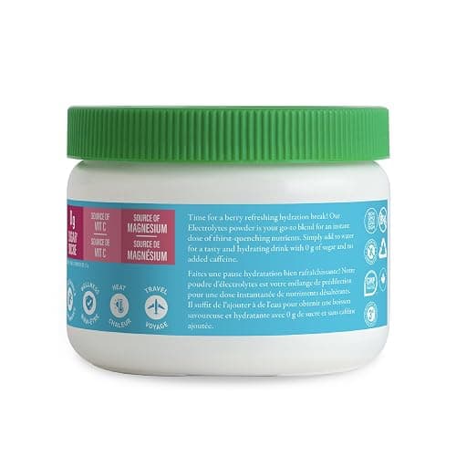 Organika Canadian-Made Electrolytes Powder- Wild Raspberry- Sugar-Free Hydration and Electrolyte Replenishment with Prebiotics and Vitamin C- 210g - 60 servings thumbnail 7