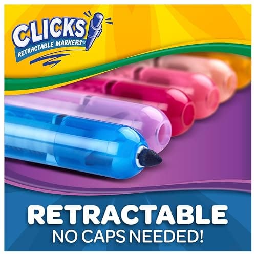 Crayola Clicks Retractable Markers - Bold (10ct), Essential Easter Basket Stuffers, Spring Craft Supplies, Gifts for Kids & Toddlers, No Dry Washable Markers for Kids thumbnail 7