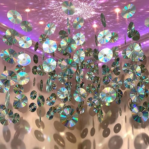 Wavyknot 36 Pcs 90s Party Decoration Real Plastic CDs Disco Hanging Decor Y2K 2000s Retro CDs Garland with Fishing Line and Hooks Musical Ceiling Decor for 60s 70s Birthday Music Party - Image 1
