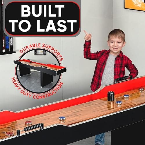 Shuffleboard Table, 9ft Poly Coated Surface, with Accessories, Abacus Style Scoring, Fast Puck Action Play, Indoor and Outdoor Portable Arcade Shuffle Board Game Table for Kids and Adults thumbnail 3