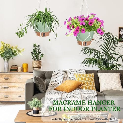 Fielda 10 Inch Hanging Planters for Indoor Plants, 2 Pack Self Watering Hanging Baskets Flower Pots with Drainage Hole, Visual Reservoir & 2 Kinds of Plant Hanger for Outdoor Garden Home Decor thumbnail 3