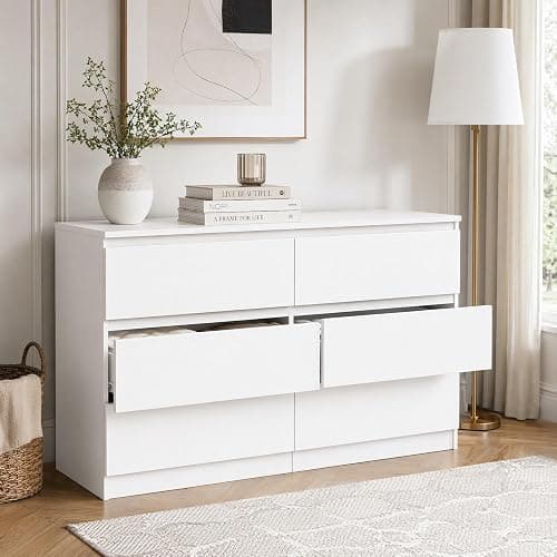 CIPACHO White 6 Drawer Dresser for Bedroom,Modern Deep Drawer Dresser with No-Handle Design,Wide Storage Chest of Drawers,Wood Bedroom Storage Organizer Furniture for Closet,Hallway thumbnail 9