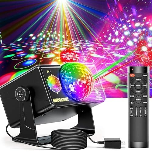 caivimvn Party Lights, DJ Disco Light Disco Ball Light Sound Activated Strobe Stage Lights for Parties Birthday Christmas Gift Wedding Karaoke KTV Bar Club Pub Dance Home Room Halloween Decorations - Image 1