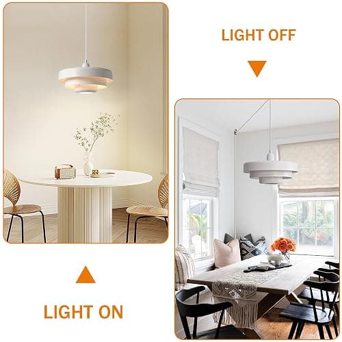 DoungRos Hanging Lamp Plug in White Pendant Light Fixtures Mid Century Modern Pendant Lamp Nordic Style Pendant Lighting Metal Shade for Living Room Dining Room Bedroom Kitchen Island thumbnail 3