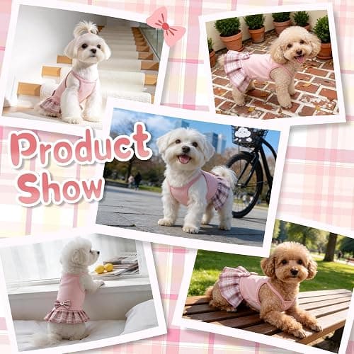 YUDODO Pet Dog Dress for Small Dogs Girl, Pet Clothes with Bowtie | Soft, Stretchy, Breathable, Sleeveless, Cute Princess Pet Dress, For Yorkie Chihuahua Maltese, Pink, S thumbnail 5