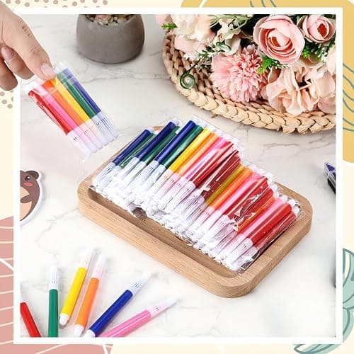 Watersay 144 Pcs Mini Markers Bulk, 3.4 Inch Colored Markers,6 Colors | Portable 3.4" Short Pen for Travel Office, Vibrant Watercolor Ink, Ideal for Adult School Art Projects, Multicolor Assorted thumbnail 2