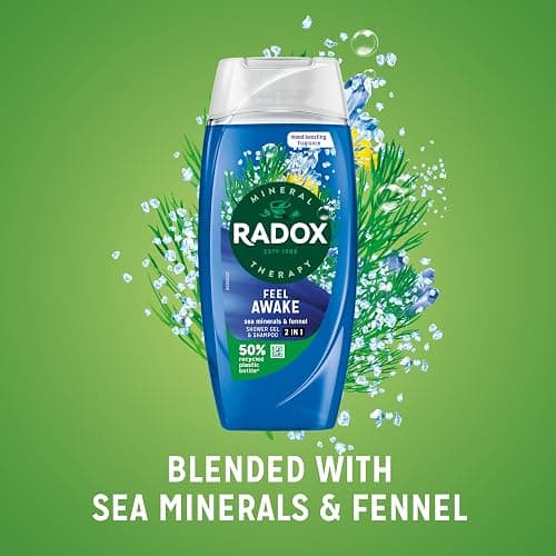 Radox Mineral Therapy Feel Awake Men 2in1 Shower Gel & Shampoo with Fennel & Sea Minerals - 225ml (Pack of 6) thumbnail 3