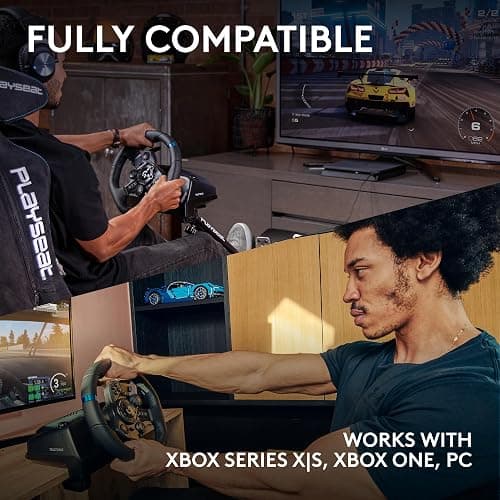 Logitech G G923 Racing Wheel and Pedals for Xbox Series X|S, Xbox One and PC featuring TRUEFORCE up to 1000 Hz Force Feedback, Responsive Pedal, Dual Clutch Launch Control, and Genuine Wheel Cover thumbnail 4