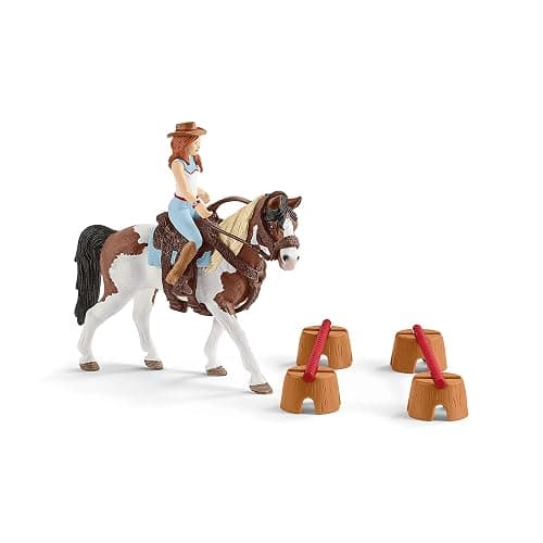Schleich Horse Club 12-Piece Hannah's Riding Horse Set - Rodeo Riding with Cowgirl and Horse, Realistic Western Rodeo Farm Animal Toys and Accessories, Gift for Toddlers, Boys, and Girls Ages 5 and up thumbnail 4