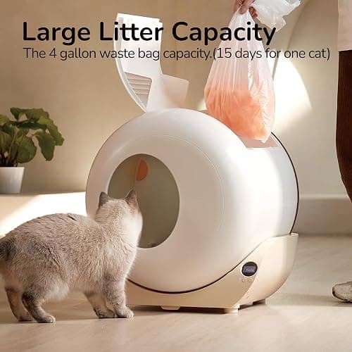 FurryTail Self Cleaning Litter Box with APP - Automatic Cat Litter Box for All Your Cats, Odor Control, Spacious Interior and Large Wastes Bin Capacity,Includes 40 Litter Bags thumbnail 5