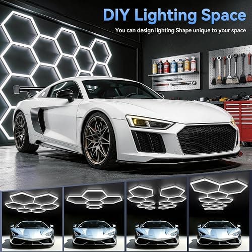 LZHOME Hexagon 5000K LED Garage Lights: 25 Pack Updated 1.31-inch Wider Size,26300LM Super Bright Hex Lighting Ceiling LED Shop Light for Garage, Car Detailing, Workshop, Warehouse, Gym, Basement thumbnail 2