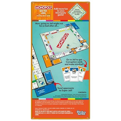 Monopoly Go to Jail Expansion | Add More Fun to Classic Monopoly Game and Play Faster | Ages 8+ | 2-6 Players | 40 Mins. | Family Board Games | Kids thumbnail 3