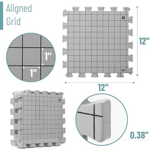 Mr. Pen- Blocking Mats for Knitting & Crochet Projects, 12" x 12", 9 Pack with 150 pcs T-Pins, Gray Aligned Grid Knitting Blocking Mats and Pins, Water & Heat Resistant thumbnail 4