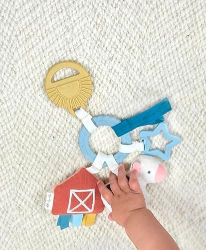 Itzy Ritzy Farm Toy Gift Set - Includes Cow Lovey & Farm-Themed Busy Ring Car Seat and Stroller Toy - Features Crinkle Sounds, Engaging Textures & Silicone Teething Relief (Farm) thumbnail 3