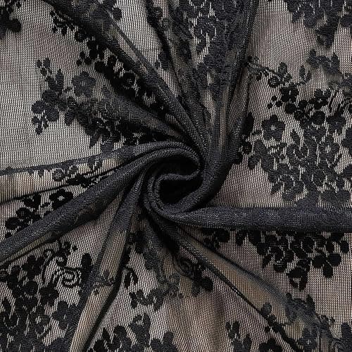 YJ YANJUN Gothic Lace Curtains Short 24 inch Length Set of 2 Victorian Half Kitchen Curtains Light Filtering Small Window Curtains for Bathroom RV Halloween Goth Dark Room Decor 26 x 24 Black thumbnail 4