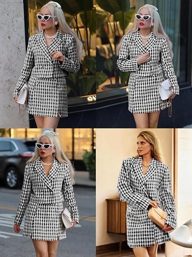 Cicy Bell Womens Cropped Tweed Blazer Sets 2 Piece Outfits and Mini Skirt Sets Business Casual Suits thumbnail 6