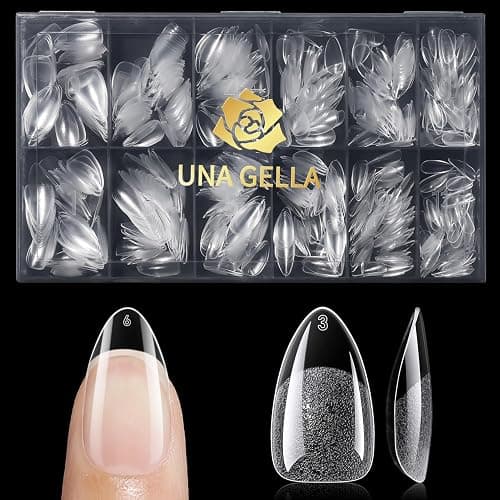 UNA GELLA Almond Nail Tips, Pre-shape Short Almond Gel Nail Tips 240Pcs Full Cover Soft Gel Fake Nails No C Curve Press On Nails For Women Girl At Home DIY Salon with Box 12 Sizes thumbnail 9