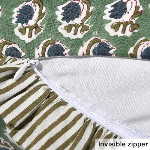 Ridhi Modern Farmhouse Pillow Covers Decorative Cotton Throw Pillow Covers Set of 2 Basil Green Cushion Covers with Ruffle for Couch Sofa Bed Living Room Spring Home Decor 18x18 thumbnail 3