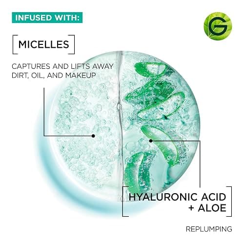 Garnier Micellar Cleansing Water, All-In One Hydrating and Replumping Makeup Remover + Face Cleanser with Hyaluronic Acid & Aloe, Hypoallergenic, Normal to Sensitive Skin, 700 mL thumbnail 4