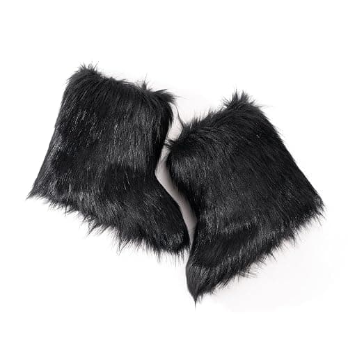 CEPEPRIN Women's Faux Fur Boots Furry Fuzzy Snow Boots Fluffy Winter Boot | Warm Comfortable Mid-Calf Boot Outdoor Indoor Flat Shoes thumbnail 4