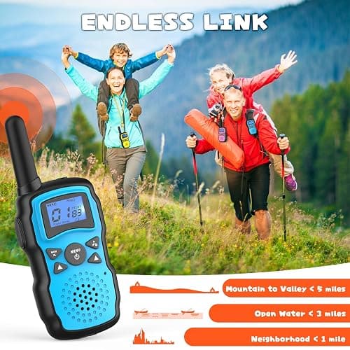 Wishouse Walkie Talkies Rechargeable for Kids Adults Long Range,Xmas Birthday Gift for Boys Girls 3 4 5 6 7 8 9 10 Year Old,Hiking Camping Gear Games Ideas Toys with Flashlight,VOX,Easy to Use 4 Pack thumbnail 4