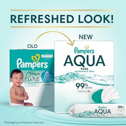 Pampers Baby Wipes Aqua Pure, 99% water-based wipes, Hypoallergenic and Unscented Baby Wipes, 672 Wipes Total (12 Flip-Top Packs) thumbnail 2