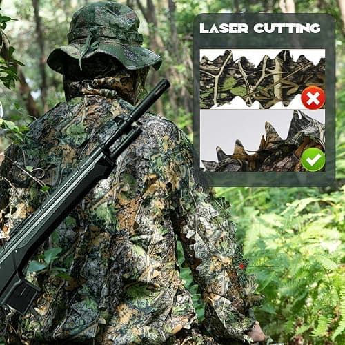 LEIMO KPARTS Leafy Ghillie Suit for Hunting,3D Leafy Camo Suit Costume for Men,Camouflage suit thumbnail 5